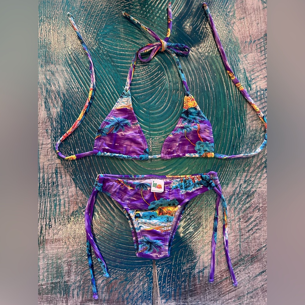 Vibrant Purple Tropical Bikini Set